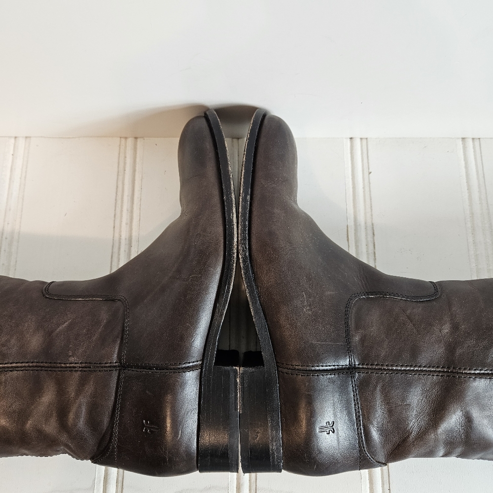 Frye Brown Melissa Button Leather Riding Boots Women’s 8 Knee High Equestrian - Picture 7 of 16